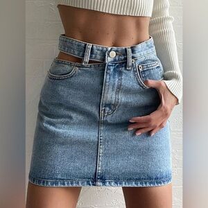 Denim High Waist Cut Out Short Skirt‎